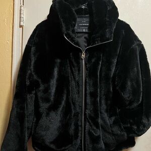 Lucky Brand Black Faux Fur Hooded Jacket/New without tags